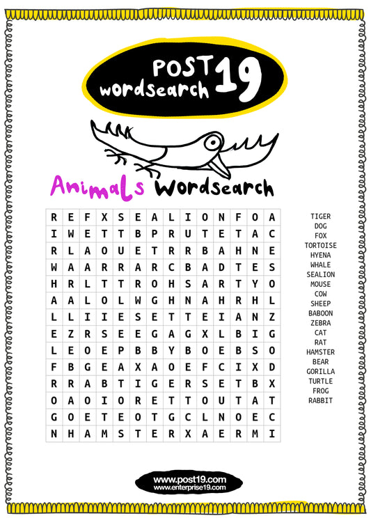 Animals wordsearch