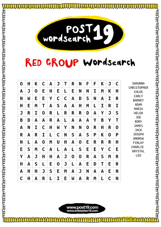Red Group Wordsearch