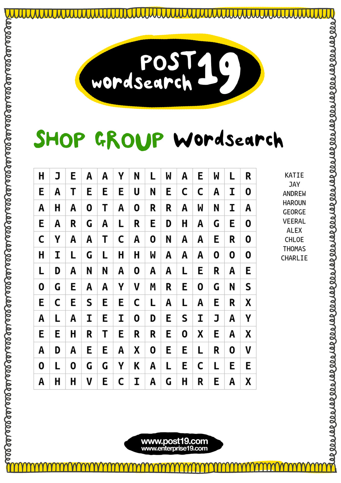 Shop Group Wordsearch