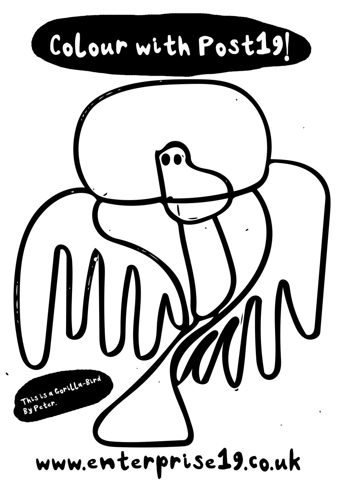 Peter N's Gorilla Bird Colouring Page