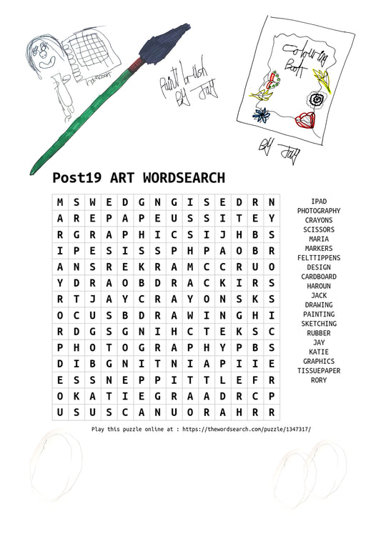 Post19 Art Zoom Group's Wordsearch