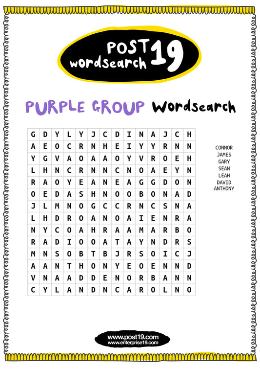 Purple Group Wordsearch