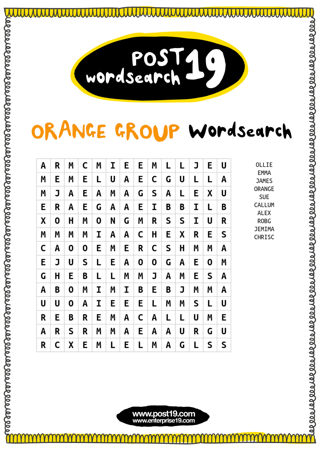 Orange Group Wordsearch